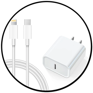 CHARGER USB-C 20W + CABLE USB-C to  LIGHTNING.